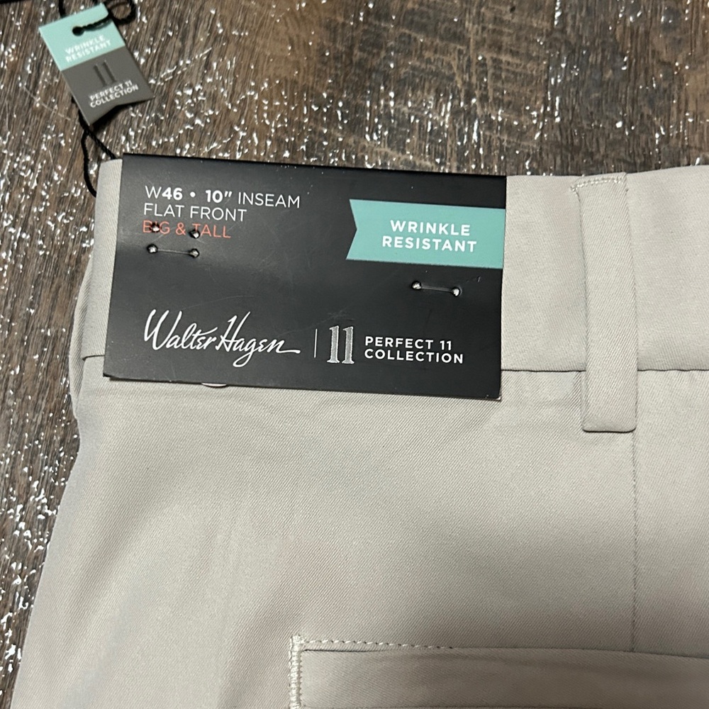 New Walter Hagen Men’s Light Tan Flat Front Golf Shorts Size 46 10” inseam - Picture 4 of 6